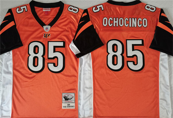 Men's Cincinnati Bengals #85 Chad Ochocinco Orange Throwback Stitched Jersey